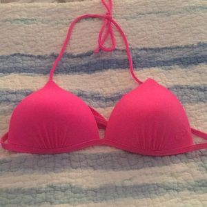 Hot pink halter bikini